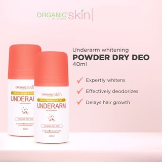 Organic Skin Japan Intensive Whitening Underarm Powder Dry Deodorant Deo Roll on Set of 2