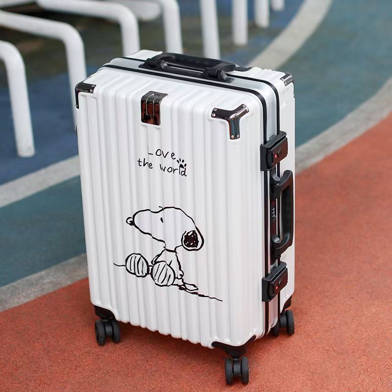 A.t.a กระเป๋าเดินทาง แบบใส่รหัสผ่าน ลายการ์ตูน Snoopy ทนทาน สําหรับนักเรียนมัธยมต้น