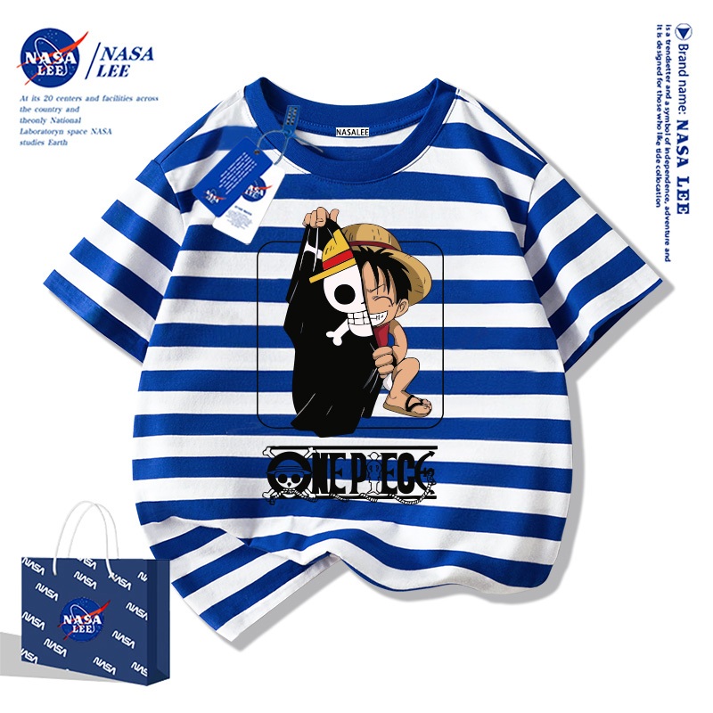 【จัดส่งภายใน 48 ชั่วโมง】เสื้อยืดแขนสั้นสำหรับเด็ก NASA ผ้าฝ้ายสีดำ ลายวันพีซ (One Piece) แฟชั่นเท่ๆ ใส่ได้ทั้งเด็กชายและเด็กหญิง - รูปที่ 5