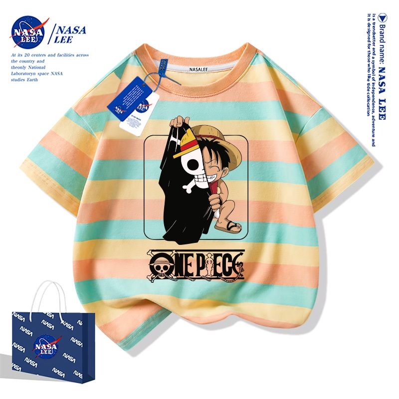 【จัดส่งภายใน 48 ชั่วโมง】เสื้อยืดแขนสั้นสำหรับเด็ก NASA ผ้าฝ้ายสีดำ ลายวันพีซ (One Piece) แฟชั่นเท่ๆ ใส่ได้ทั้งเด็กชายและเด็กหญิง - รูปที่ 6
