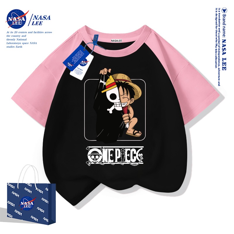【จัดส่งภายใน 48 ชั่วโมง】เสื้อยืดแขนสั้นสำหรับเด็ก NASA ผ้าฝ้ายสีดำ ลายวันพีซ (One Piece) แฟชั่นเท่ๆ ใส่ได้ทั้งเด็กชายและเด็กหญิง - รูปที่ 3