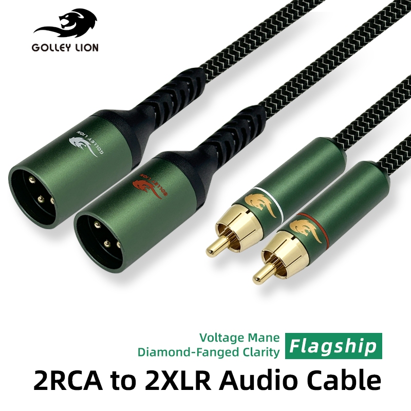 GOLLEY LION 2 สายสัญญาณเสียง RCA เป็น Dual XLR ตัวผู้ | ทองแดงฝังเงิน | Pro Audio/โฮมเธียเตอร์/เครื่องขยายเสียง ราคาถูก Shopee Lazada
