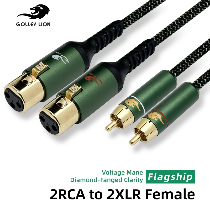 GOLLEY LION 2 สายสัญญาณเสียงแยกหญิง RCA ถึง 2 XLR | การออกแบบที่ถูกโล่ | เสียงรบกวนต่ําสําหรับ Mixers/Amplifiers