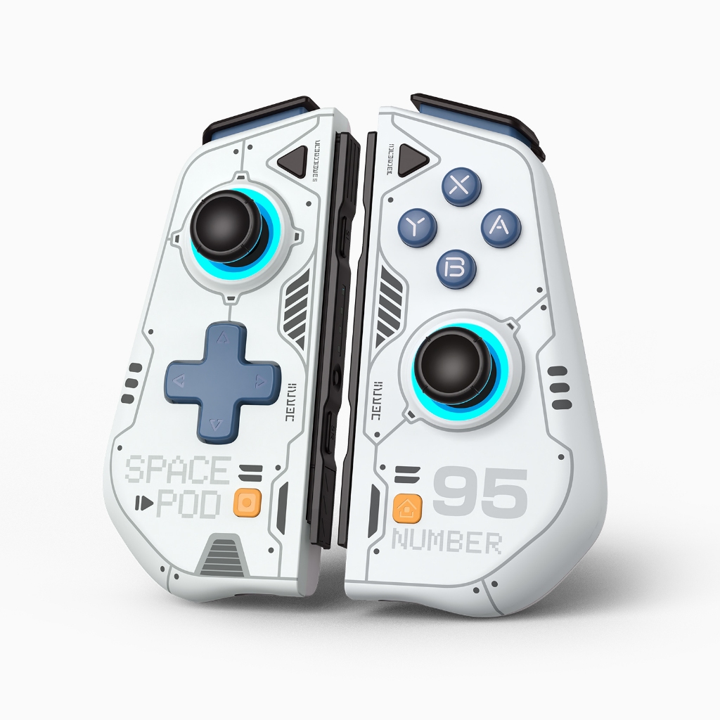 Iine Mecha Warrior Joypad สําหรับ Nintendo Switch V1/V2/OLED พร้อม Hall Effect จอยสติ๊กและแหวนโลหะอัตราการรีเฟรชสูง Turbo Macro ฟังก์ชั่นหกแกน Motion Sensor RGB Light