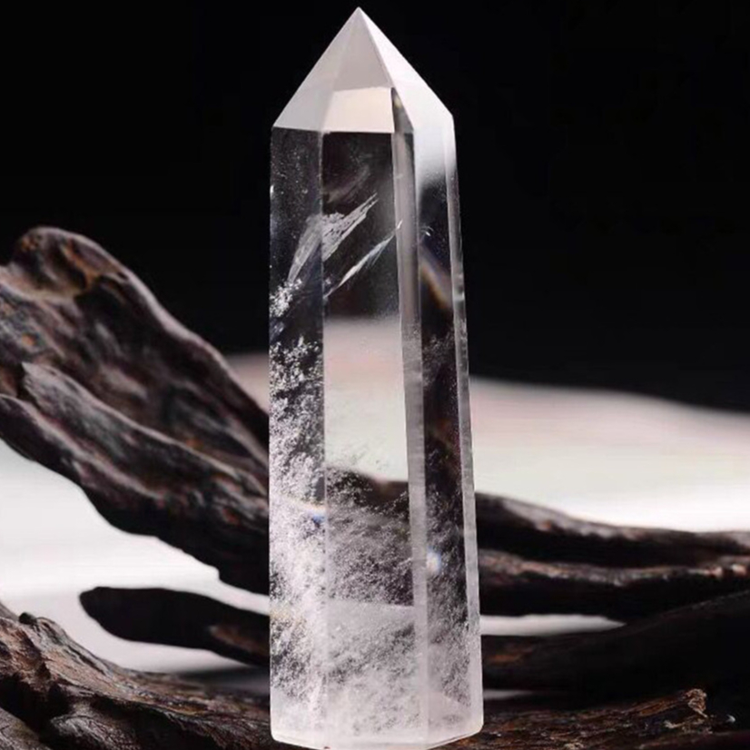 1 ชิ้นคริสตัลสีขาวธรรมชาติสีขาว fusion คอลัมน์ Reiki healing obelisk magic wand Reiki โปร่งใสหกเหลี่ยม witchcraft ห้องนั่งเล่นเดสก์ท็อปตกแต่งของขวัญ