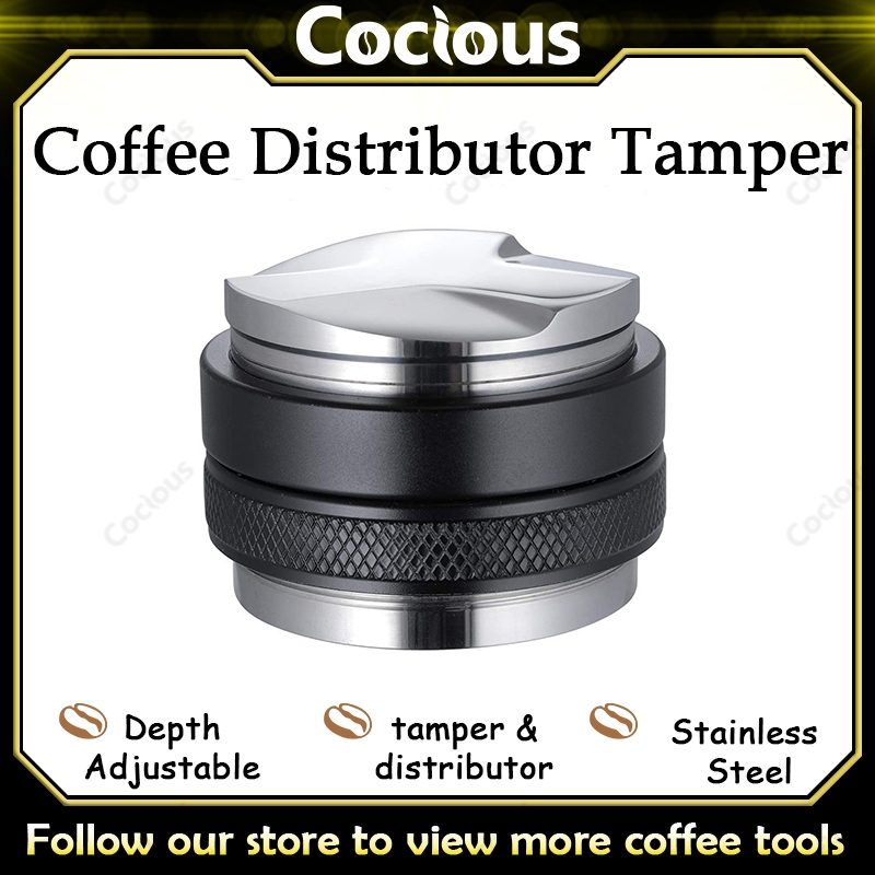 Cocious 51/53/58MM จําหน่ายกาแฟ Tamper Dual-Head Coffee Leveler ปรับความลึกเครื่องมือกาแฟ