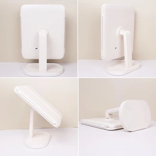 Smart LED Makeup Mirror กระจกแต่งหน้า ไฟ LED กระจกตั้งโต๊ะ 3สี แบตเตอร์รี่ 1200mAh ระบบสัมผัส ดีไซน์พับได้ 3 ตอน กระจกคมชัดระดับ 4K
