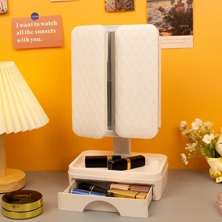 Smart LED Makeup Mirror กระจกแต่งหน้า ไฟ LED กระจกตั้งโต๊ะ 3สี แบตเตอร์รี่ 1200mAh ระบบสัมผัส ดีไซน์พับได้ 3 ตอน กระจกคมชัดระดับ 4K