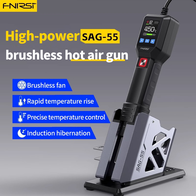 FNIRSI ปืนลมร้อนอุณหภูมิสูง 550W มือถือแบบพกพาสถานีบัดกรีขนาดเล็ก มินิซ่อมโทรศัพท์มือถือพลังงานสูง