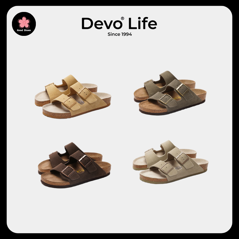 Devo Life [พร้อมส่ง] รองเท้าแตะ Slippers Leather Retro Flat Shoes แท้100%จากชอป (Size35ถึง45)