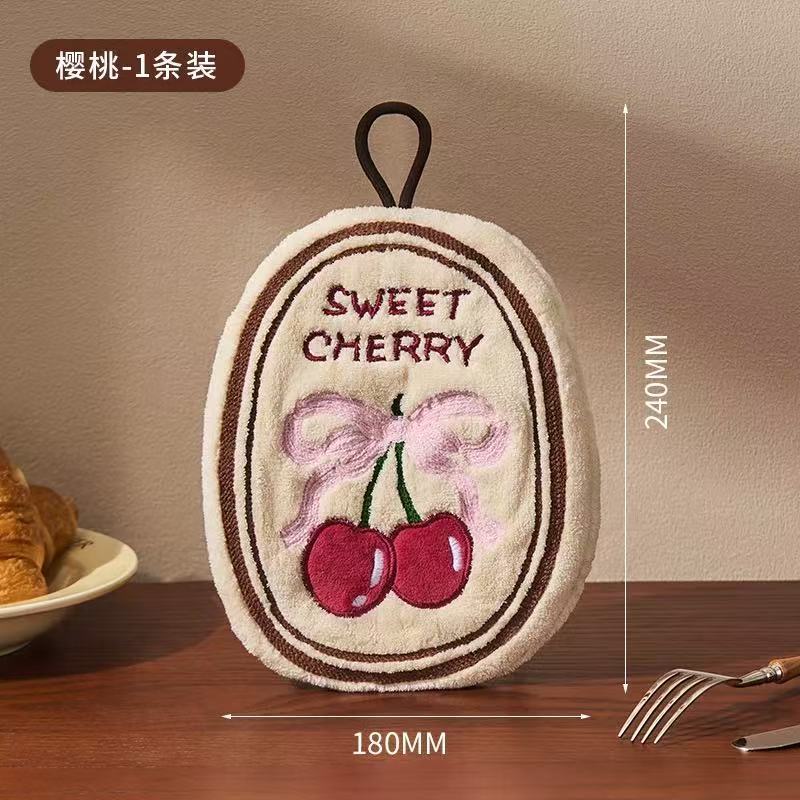 ความมีชีวิตชีวา ผ้าเช็ดมือเชอร์รี่เค้กดูดซับผ้าเช็ดหน้าผ้าขนหนูย้อนยุคแขวนได้ห้องน้ําห้องครัวดูดซับผ้าขนหนูหนา - รูปที่ 7