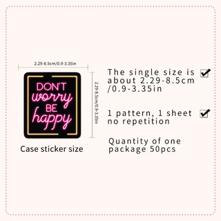 ตลก 50 ชิ้นนีออนแรงบันดาลใจสติกเกอร์ภาษาอังกฤษสําหรับเคสโทรศัพท์ Tumbler สติกเกอร์รถ Graffiti กันน้ํา Creative DIY