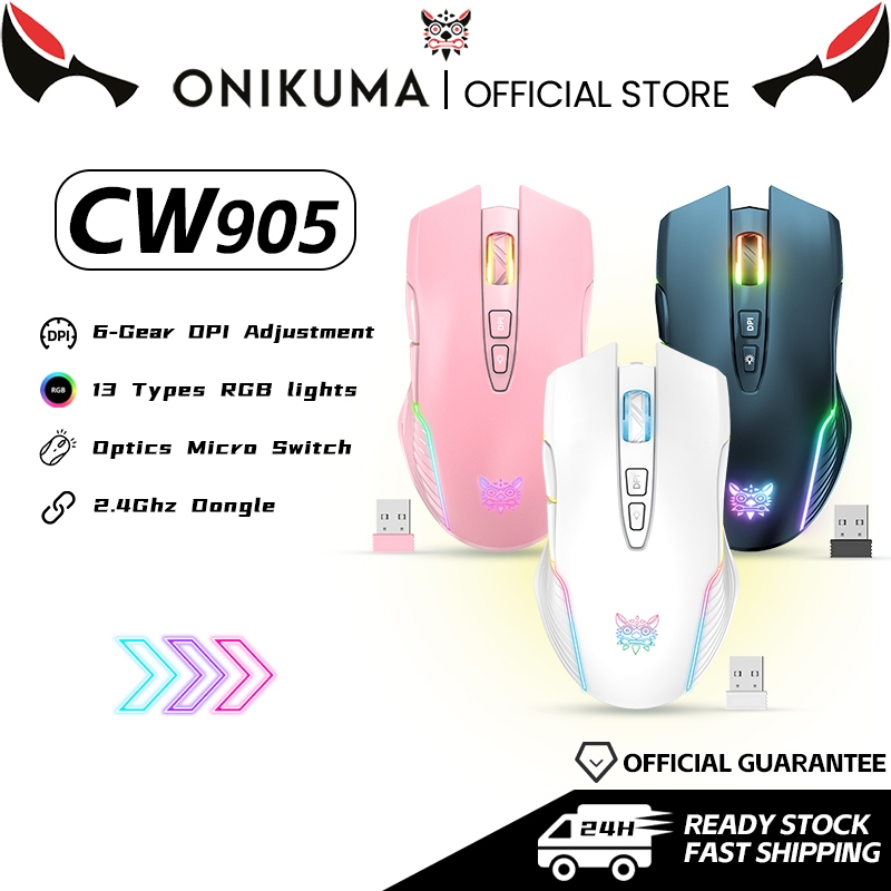 ONIKUMA CW905 เมาส์เกมมิ่งไร้สาย 2.4G โหมดไฟ RGB เมาส์เกมมิ่งเชิงกล DPI ปรับได้