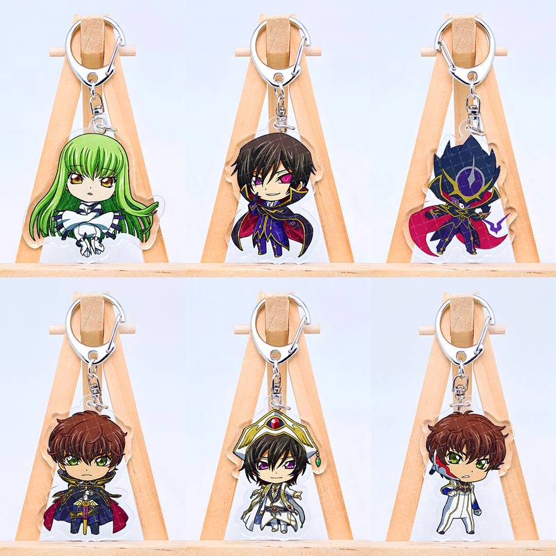 CODE GEASS Lelouch of the RE: Surrection พวงกุญแจ Lelouch Lamperouge อุปกรณ์ต่อพ่วงอะนิเมะจี้น่ารัก CC สองด้านอะคริลิคการ์ตูนพวงกุญแจ