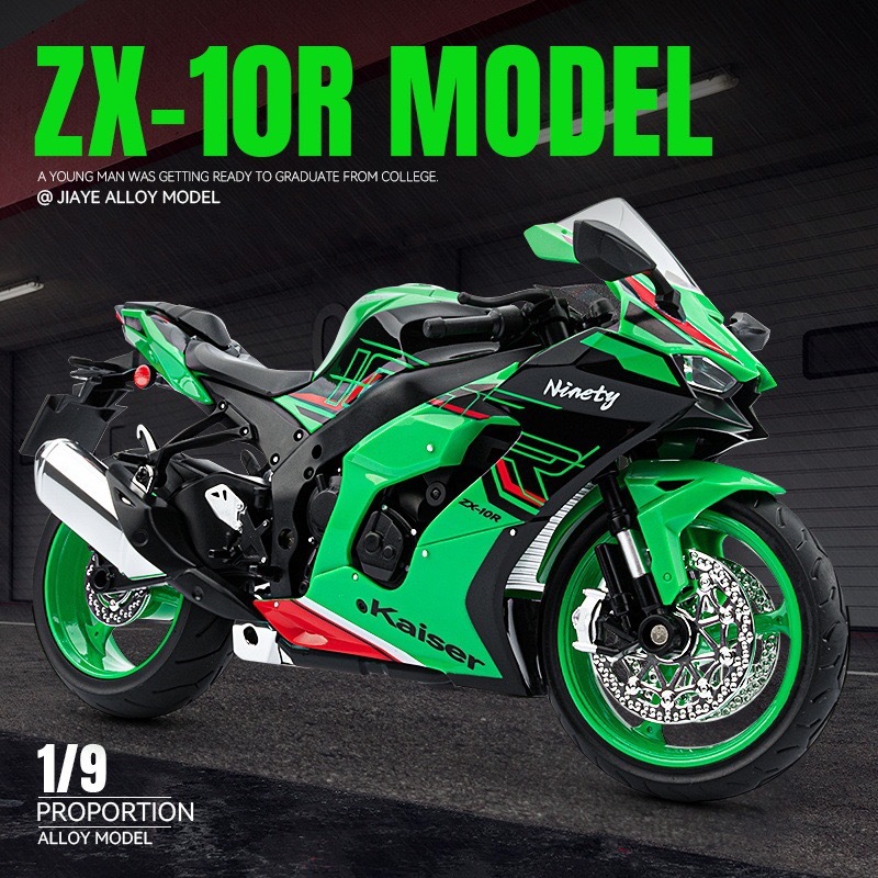 1:9 Scale Kawasaki ZX-10R โลหะผสมรถจักรยานยนต์รุ่น Diecast รถเสียงคนรักคอลเลกชันเด็กของขวัญวันเกิดโลหะของเล่นเด็ก