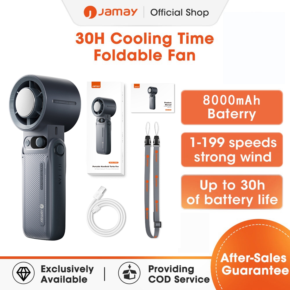 JAMAY F5PRO พัดลมพับได้ คล้องคอ พัดลมไร้ใบพัด 8000mAh ABS พกพาขนาดเล็ก ชาร์จUSB พัดลมระบายความร้อน