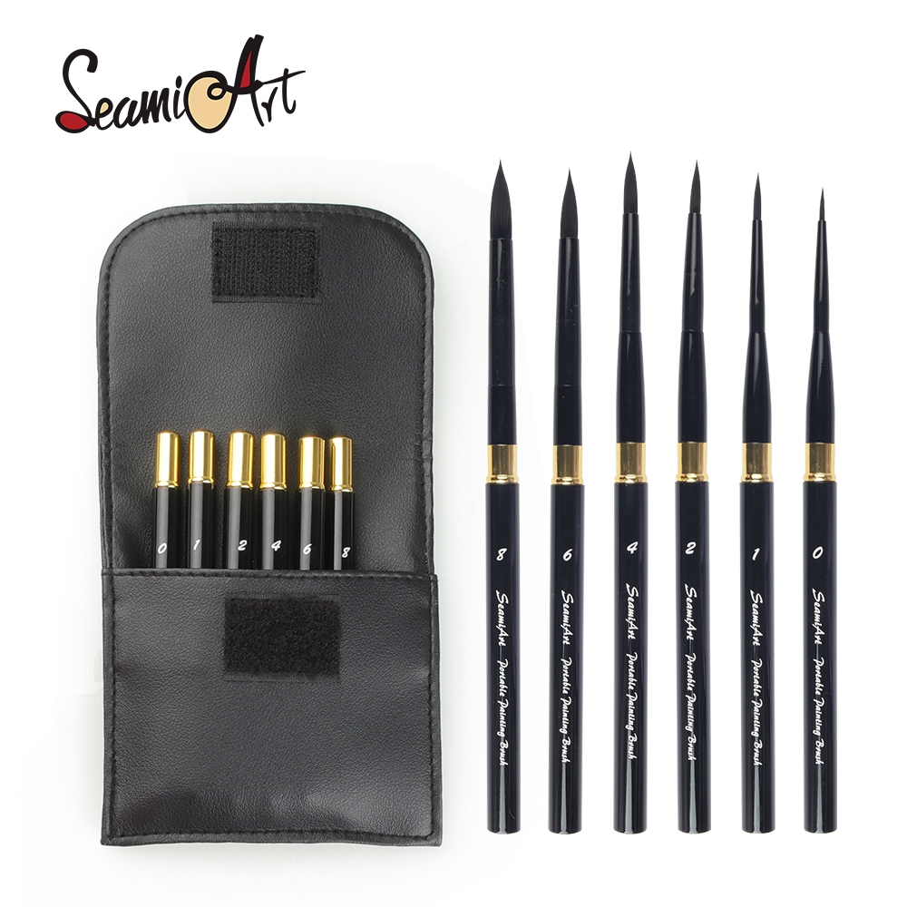 Seamiart 6 ชิ ้ น/Set DivIsible Short Holder Travel สีน ้ ําแปรงทาสีสําหรับ Travel Art Creation