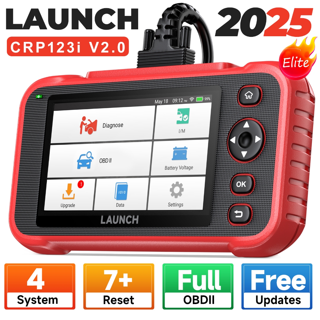 LAUNCH CRP123i V3.0 Professional OBD2 Scanner เครื่องสแกนเนอร์ เครื่องตรวจจับรถยนต์ 4 Systems with 7