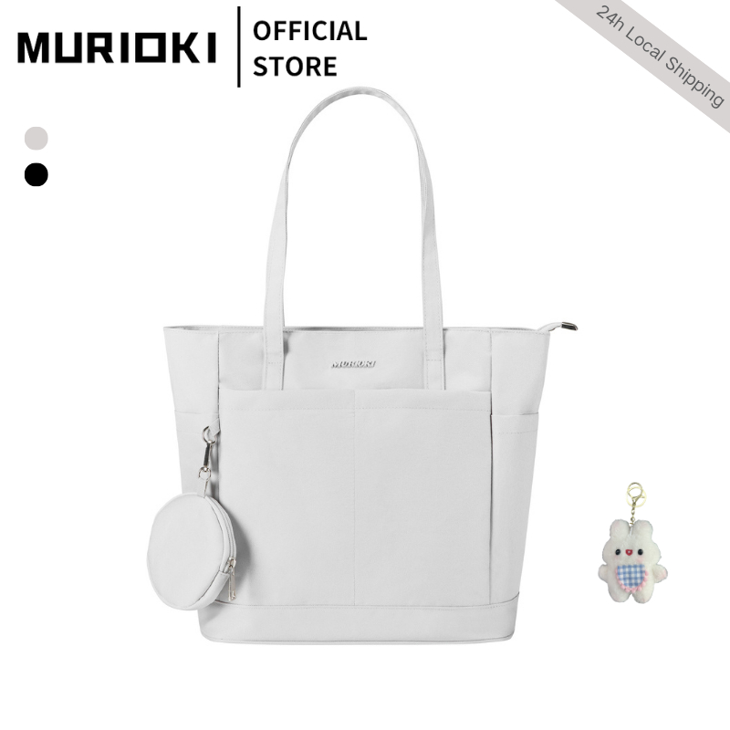MURIOKI-Echo Tote Bag สําหรับโรงเรียนวิทยาลัยพร้อมกระเป๋าหูฟังที่ถอดออกได้ G1023 (31*15*28 ซม.)