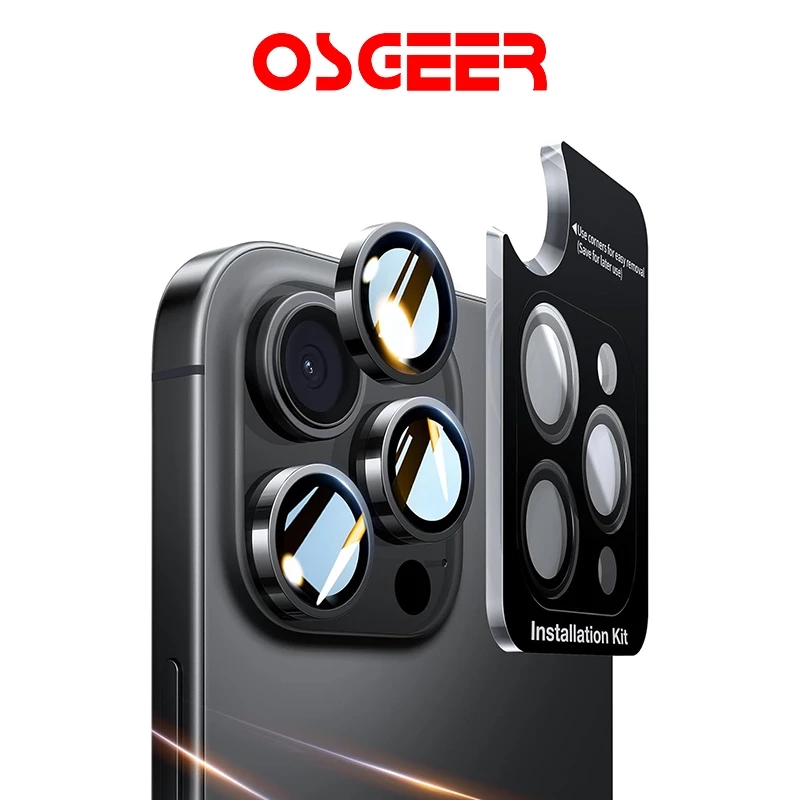 ฟิล์มกันรอยเลนส์กล้อง OSGEER สำหรับ iPhone 16Promax / 17Air / 15 / 14Pro / 13Plus / 11 Series
