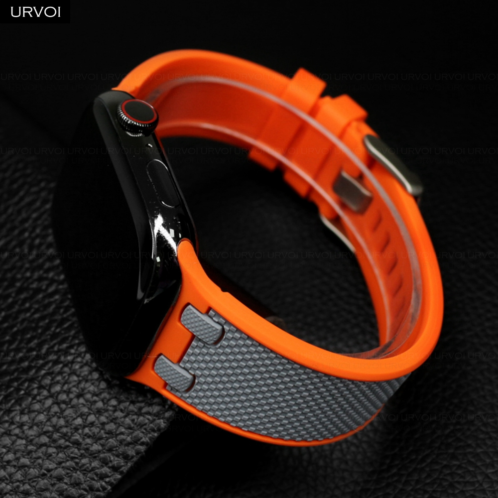 สายรัด URVOI สําหรับ Apple Watch Ultra 2 1 Series 9 876 SE 54 AP สายซิลิโคนสําหรับ iWatch สายรัดข้อมือทนทาน breathable สีคู่