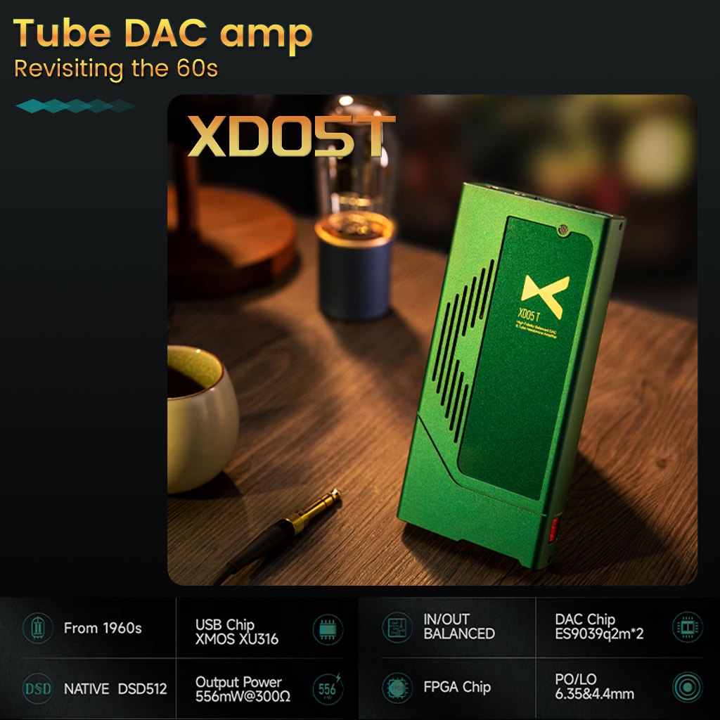 XDUOO XD05T หลอดแบบพกพาถอดรหัสเครื่องขยายเสียงหูเครื่อง All-in-One 4.4 หลอดสูญญากาศ Full Balance