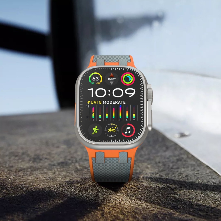 สายรัด URVOI สําหรับ Apple Watch Ultra 2 1 Series 9 876 SE 54 AP สายซิลิโคนสําหรับ iWatch สายรัดข้อมือทนทาน breathable สีคู่