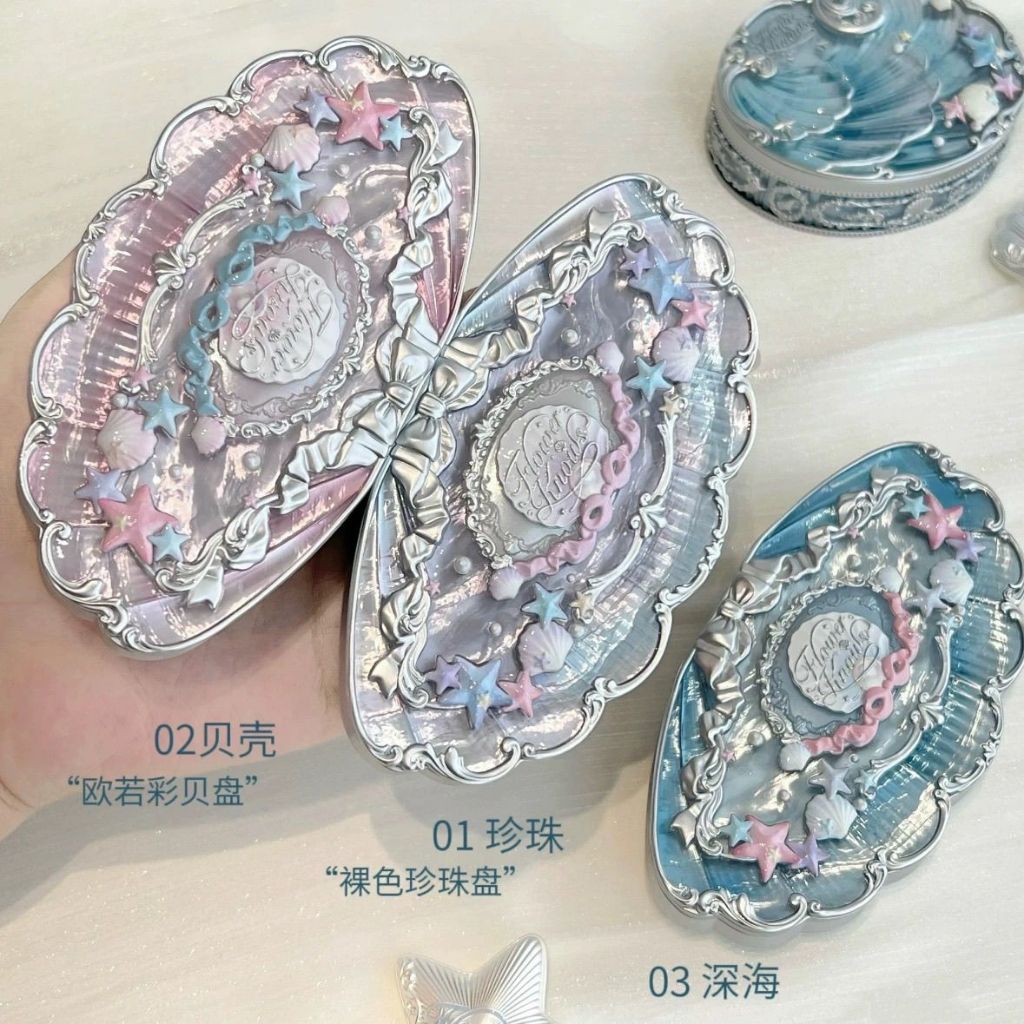 สินค้าใหม่ Flower Knows Shell Pearl Series นูนอายแชโดว์ Pearlescent Earth อายแชโดว์ทุกวันที่ครอบคลุม Palette พรีเมี่ยมขายร้อน Niche
