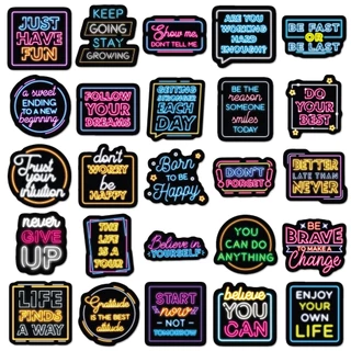 ตลก 50 ชิ้นนีออนแรงบันดาลใจสติกเกอร์ภาษาอังกฤษสําหรับเคสโทรศัพท์ Tumbler สติกเกอร์รถ Graffiti กันน้ํา Creative DIY