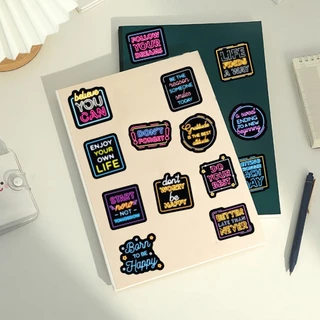 ตลก 50 ชิ้นนีออนแรงบันดาลใจสติกเกอร์ภาษาอังกฤษสําหรับเคสโทรศัพท์ Tumbler สติกเกอร์รถ Graffiti กันน้ํา Creative DIY