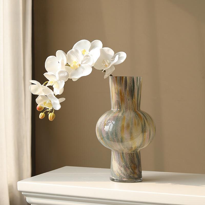High-End แจกันแก้วเครื่องประดับยุคกลางการจัดดอกไม้ Retro Design Niche Creative ขนาดใหญ่-Coliber ดอกไม้ Ware