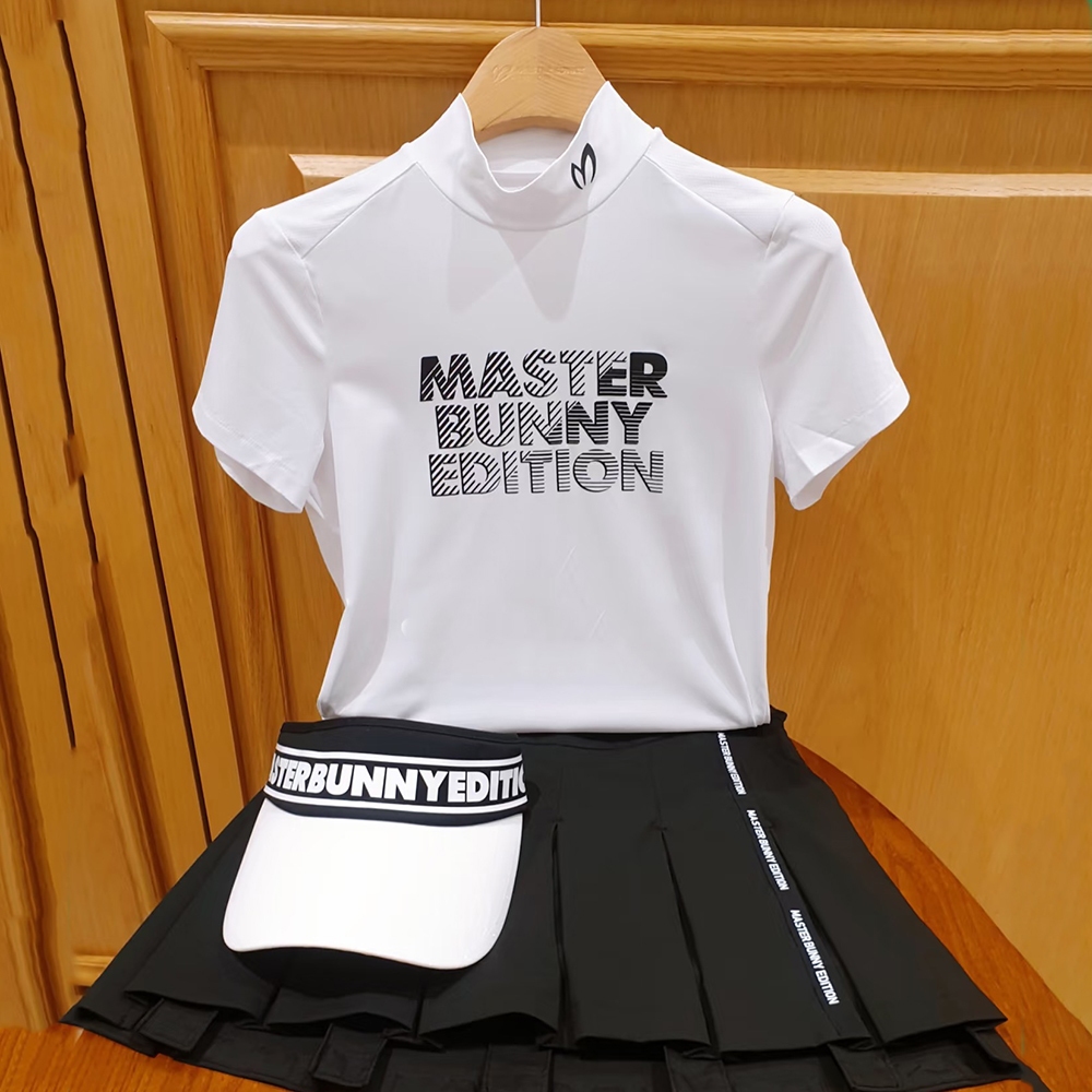 เสื้อผ้ากอล์ฟเสื้อท็อปแขนสั้นผู้หญิงฤดูร้อนคอกลมแฟชั่นสลิมยืดหยุ่นผิวแห้งเร็วระบายอากาศเสื้อกีฬาลําลองกลางแจ้งคุณภาพสูง