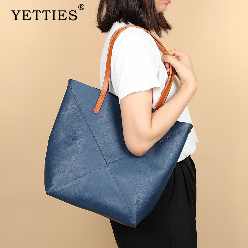 YETTIES ของแท้หนัง Tote กระเป๋าถือสําหรับผู้หญิงขนาดใหญ่ความจุทํางานของแท้หนัง Satchel กระเป๋าสะพาย