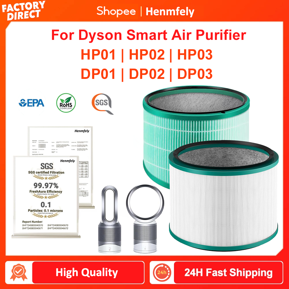H13 ตัวกรอง Hepa สําหรับ Dyson HP01 HP02 HP03 DP01 DP02 DP03 เครื่องฟอกอากาศ Part 968125-03