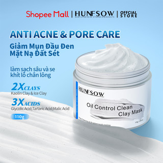 HUNFSOW Mặt nạ đất sét kiềm dầu làm sạch sâu Thu nhỏ lỗ chân lông giảm mụn đầu đen và giảm mụn Không gây khô 110g