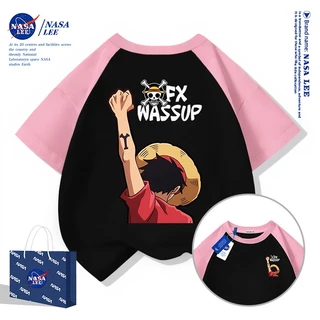 【จัดส่งภายใน 48 ชั่วโมง】เสื้อยืดแขนสั้นเด็ก NASA ผ้าฝ้ายดำคุณภาพสูง ลายวันพีซ (One Piece) สไตล์เท่ๆ ใส่ได้ทั้งเด็กชายและเด็กหญิง