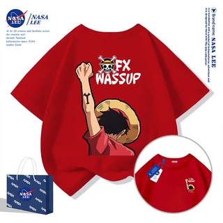 【จัดส่งภายใน 48 ชั่วโมง】เสื้อยืดแขนสั้นเด็ก NASA ผ้าฝ้ายดำคุณภาพสูง ลายวันพีซ (One Piece) สไตล์เท่ๆ ใส่ได้ทั้งเด็กชายและเด็กหญิง