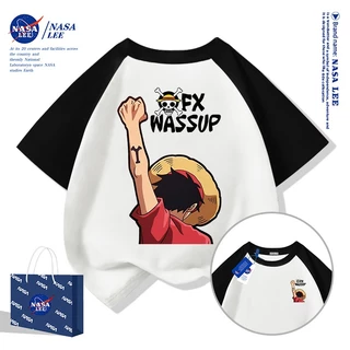 【จัดส่งภายใน 48 ชั่วโมง】เสื้อยืดแขนสั้นเด็ก NASA ผ้าฝ้ายดำคุณภาพสูง ลายวันพีซ (One Piece) สไตล์เท่ๆ ใส่ได้ทั้งเด็กชายและเด็กหญิง