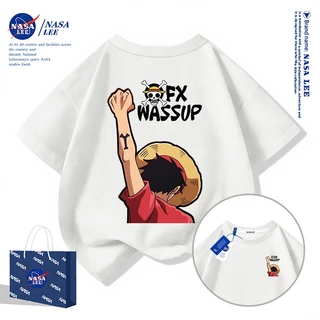 【จัดส่งภายใน 48 ชั่วโมง】เสื้อยืดแขนสั้นเด็ก NASA ผ้าฝ้ายดำคุณภาพสูง ลายวันพีซ (One Piece) สไตล์เท่ๆ ใส่ได้ทั้งเด็กชายและเด็กหญิง