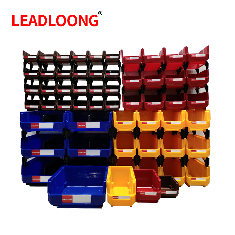 LEADLOONG V Series กล่องอะไหล่แบบซ้อนได้ ชุดกล่องเก็บของแบบซ้อนได้ ชุดเครื่องมืออเนกประสงค์ ออแกไนเซอร์ฮาร์ดแวร์ ออแกไนเซอร์สําหรับร้านค้าโรงรถ คลังสินค้า
