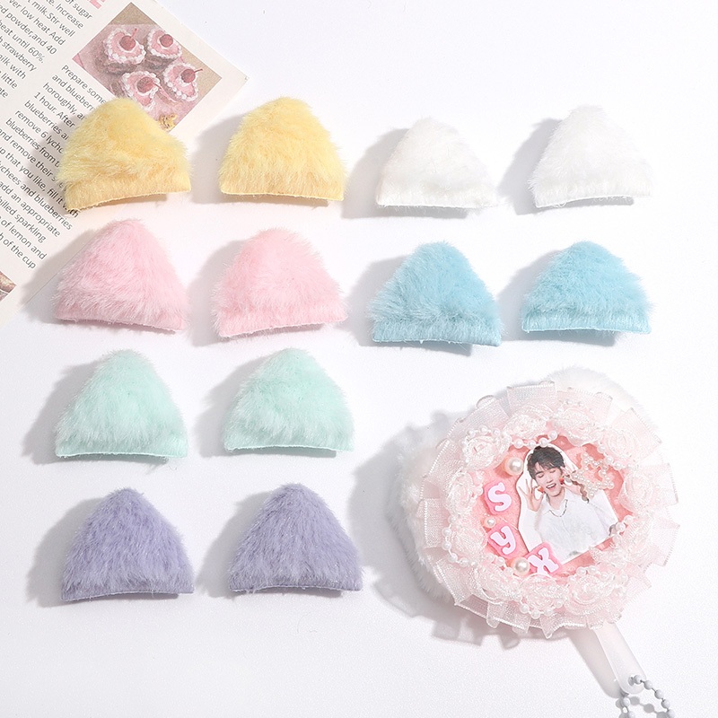 10ชิ้น/ถุงหลายสีโพลีเอสเตอร์สองด้านตุ๊กตาแมวกระต่ายหูสําหรับงานฝีมือ ทําเอง เครื่องแต่งกายอุปกรณ์เสริมพรรคโปรดปราน