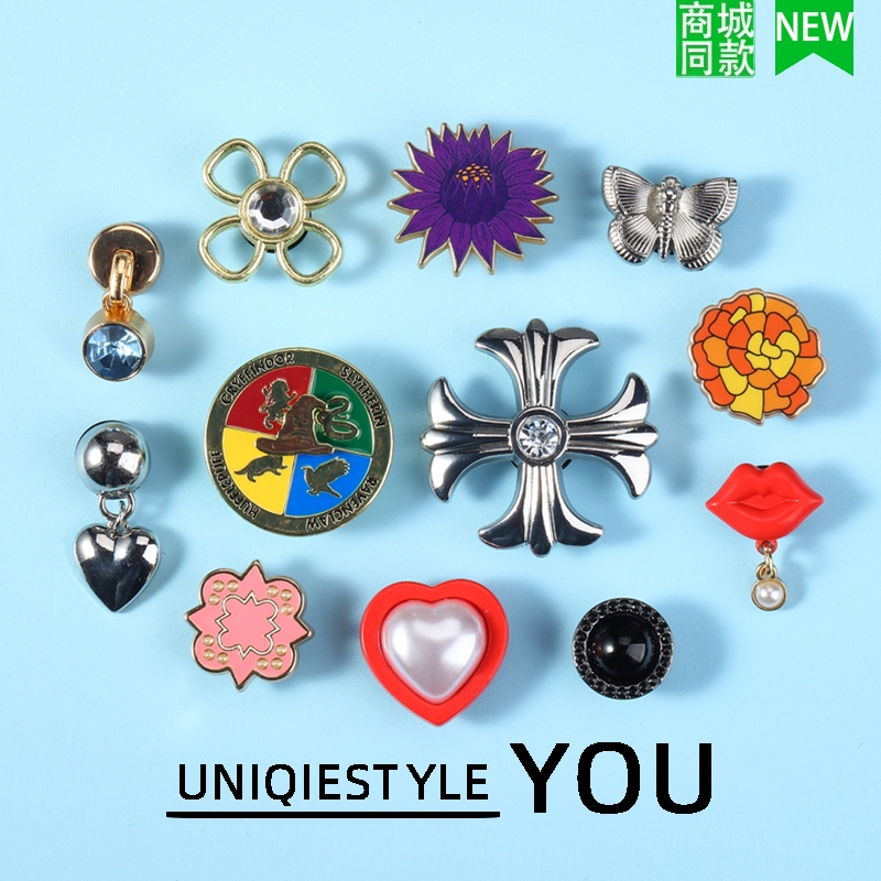 Crocs Crocs Zhibixing Accessories Hole Shoes Flower New Style High-End Texture Metal Colourful Style Series