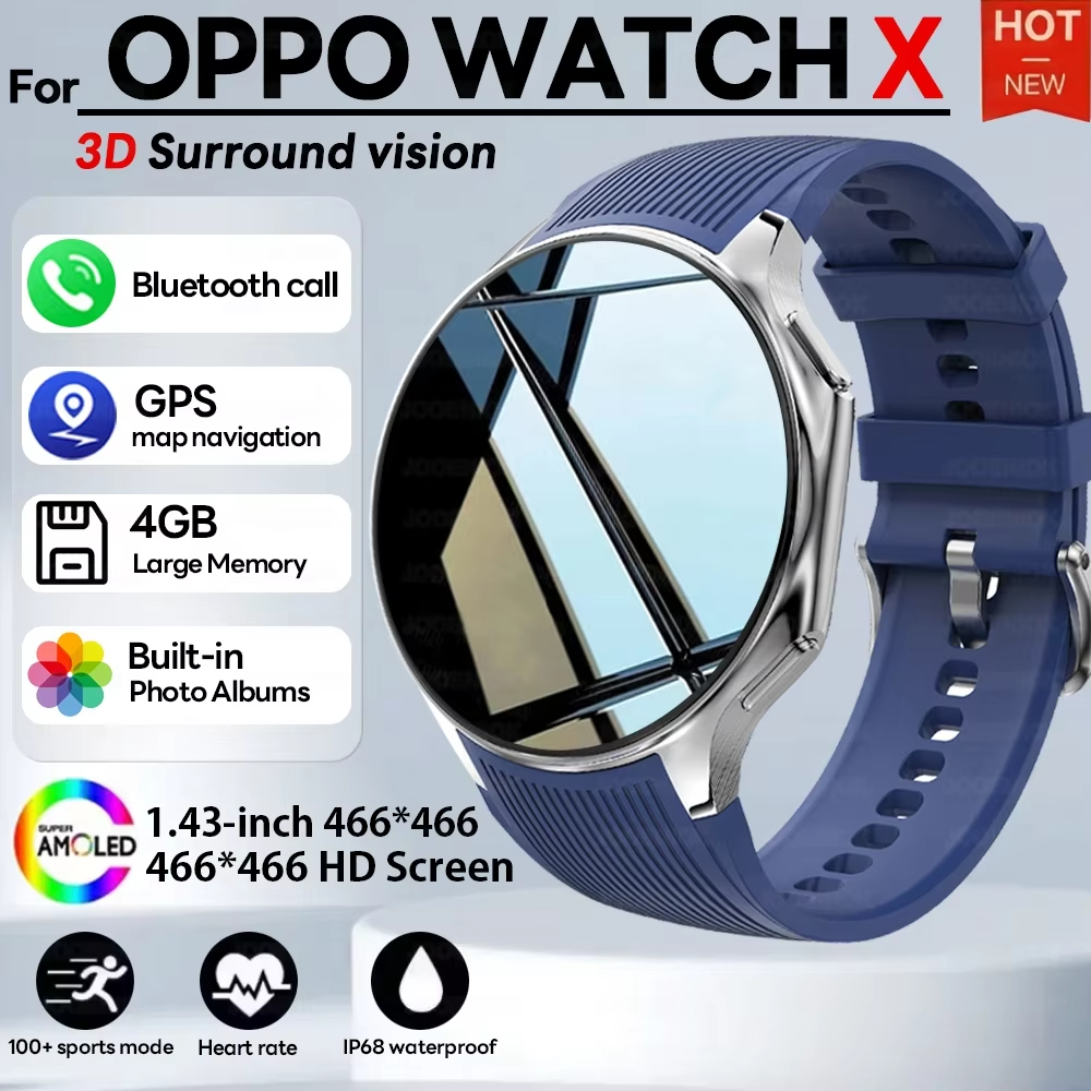 สำหรับ OPPO WATCH X 2026 นาฬิกาอัจฉริยะสำหรับผู้ชายกันน้ำสำหรับออกกำลังกาย ความจุ 32GB ฟังเพลง เชื่อ