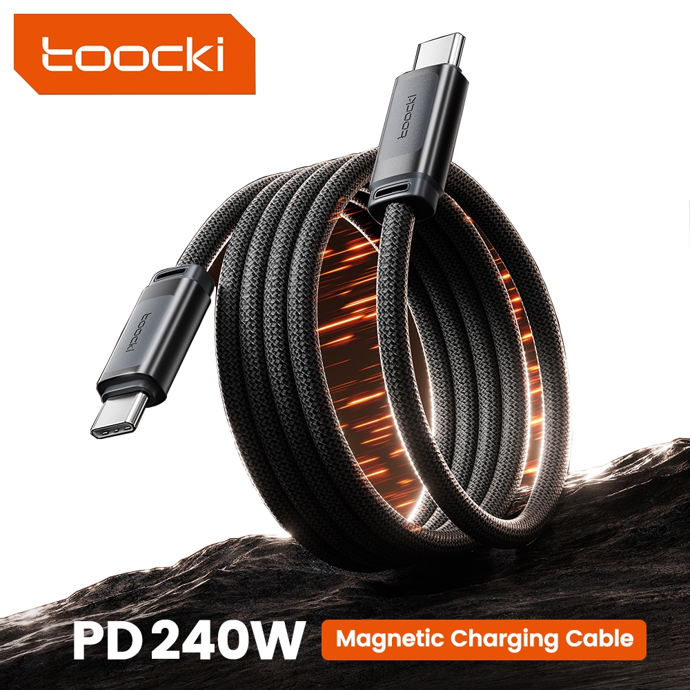 Toocki Type C ถึง Type C 240W Magnetic Ultra Fast Charging Data Cable สายถักเหมาะสําหรับโทรศัพท์ 16 15 Samsung แล็ปท็อปแท็บเล็ต