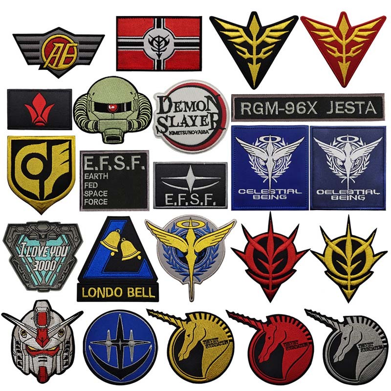 Mobile Suit Gundam Badges ปัก Applique Patch,Londo Bell,EF ตราสัญลักษณ์โลโก้ยุทธวิธีทหารบนกระเป๋าเป้สะพายหลัง,เสื้อผ้า