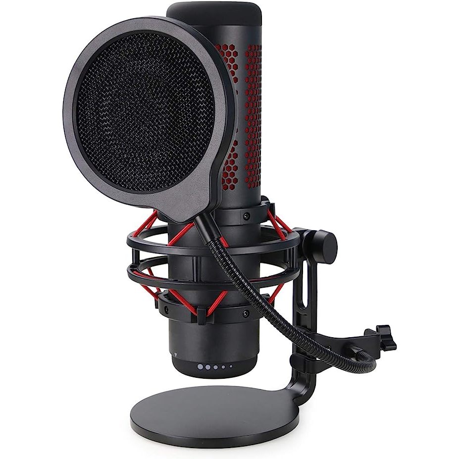 QuadCast Pop Filter - กระจกโลหะสําหรับไมโครโฟน HyperX QuadCast ( 4 นิ้ว 3 ชั้น), Professional Mic Po