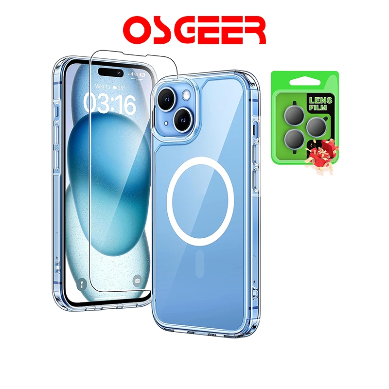 [osgeer]ฟิล์มกันรอย/เคส/ฟิล์มเลนส์กล้องสําหรับ iPhone 18 17 16 15 14 13 12 11 ฟิล์มป้องกันแบบใสเคสใส