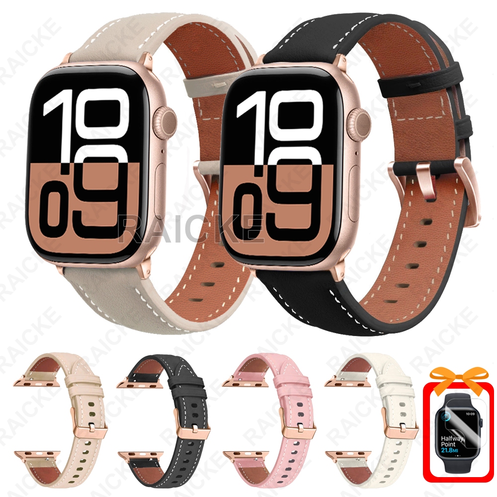 สายรัดข้อมือหนังอ่อนสำหรับ iWatch Series 11/10/9/8/7/6/5/4/3 / SE Ultra 2 49mm 46mm 44mm 45mm 49mm 41mm 42mm 40mm 38mm