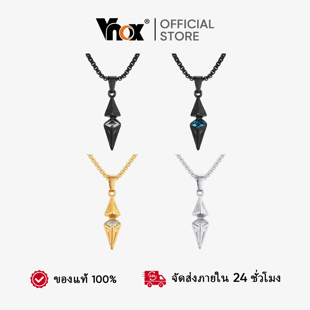 Vnox Zircon Cubic Rhombus สร้อยคอ, Punk Hiphop Hypoallergenic เครื่องประดับสําหรับชาย,ของขวัญวันเกิดวันวาเลนไทน์
