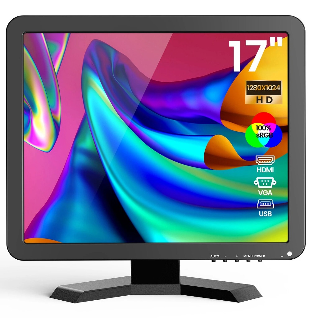 Eyoyo 17 นิ้ว 5:4 Farb-TFT 1280*1024 กล้องวงจรปิด LCD Monitor BNC VGA AV HDMI USB Display Screen Mon